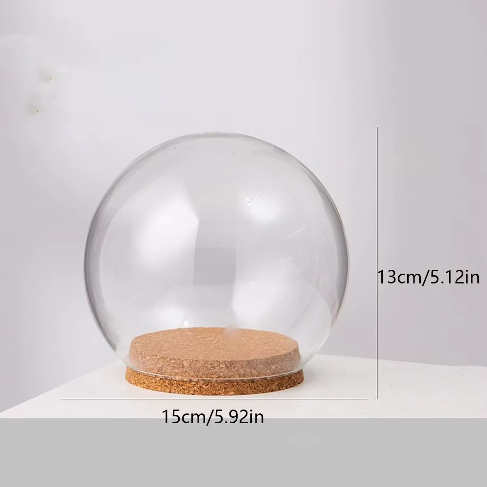 Fleurs fraîches conservées couvercle en verre fleur couvercle anti-poussière Transparent dôme en verre protecteur clair fleurs dôme