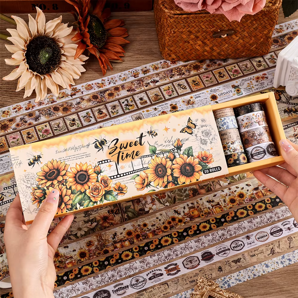Ensemble de rubans Washi Vintage en forme de fleur d'abeille