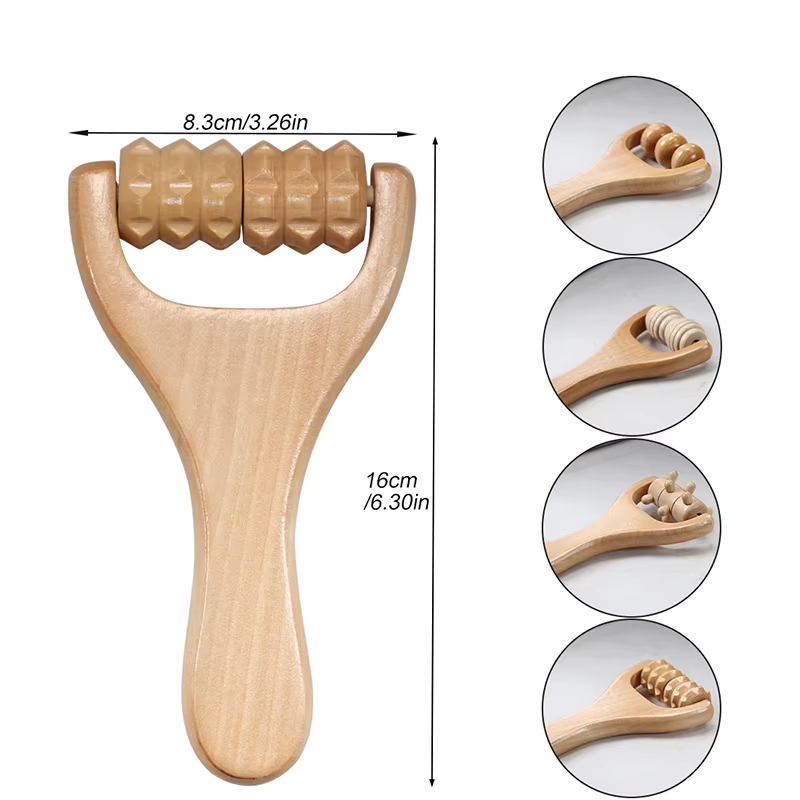 Rouleau de Massage en bois 1 pièce, rouleau corporel multifonctionnel pour la réduction de la Cellulite, soulage la Tension musculaire, rouleau musculaire naturel