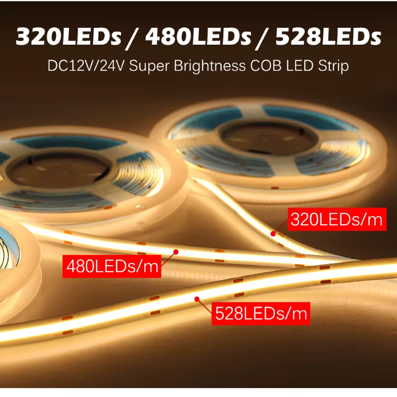 Bande lumineuse LED COB, DC12V RA90 480 K 3000K 4000K, 6000 pièces