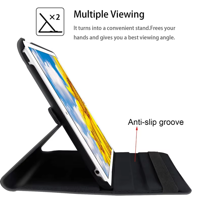 Pour iPad Pro 12.9 2018 2020 2021 2022 2015/2017 Étui en cuir intelligent 360 °   Coque de protection pour fonction rotation et réveil du sommeil