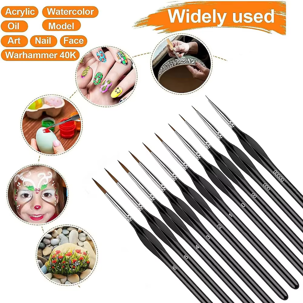 Kit de 10 pinceaux de précision pour peinture miniature