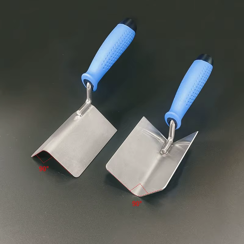 BSEVB - Ensemble de truelles d'angle en acier inoxydable pour le plâtrage - Outils de lissage à double angle avec manche en plastique
