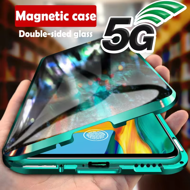 Étuis magnétiques en métal à protection intégrale 360° pour Samsung Galaxy A34 A35 A16 A56 A17 A36 5G, coque de téléphone avec dos en verre double face