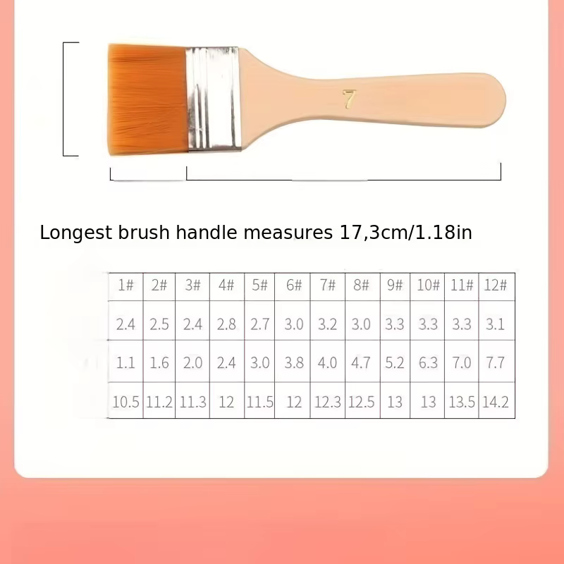 Lot de 12 pinceaux plats en nylon pour l'art