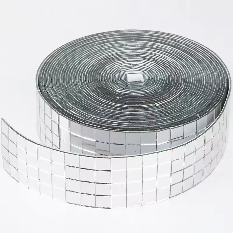 Rouleau d'autocollants de carreaux de mosaïque miroir en verre véritable