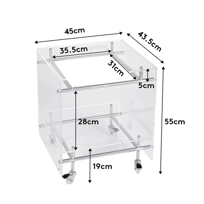 Table basse moderne Tables d'extrémité carrées minimalistes Table à thé créative Tables d'appoint en acrylique Transparent sur roulettes Design de décoration