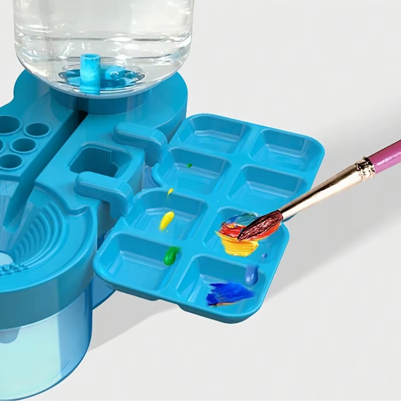 Nettoyeur de pinceaux 6-en-1 avec plateau - Laveur et support