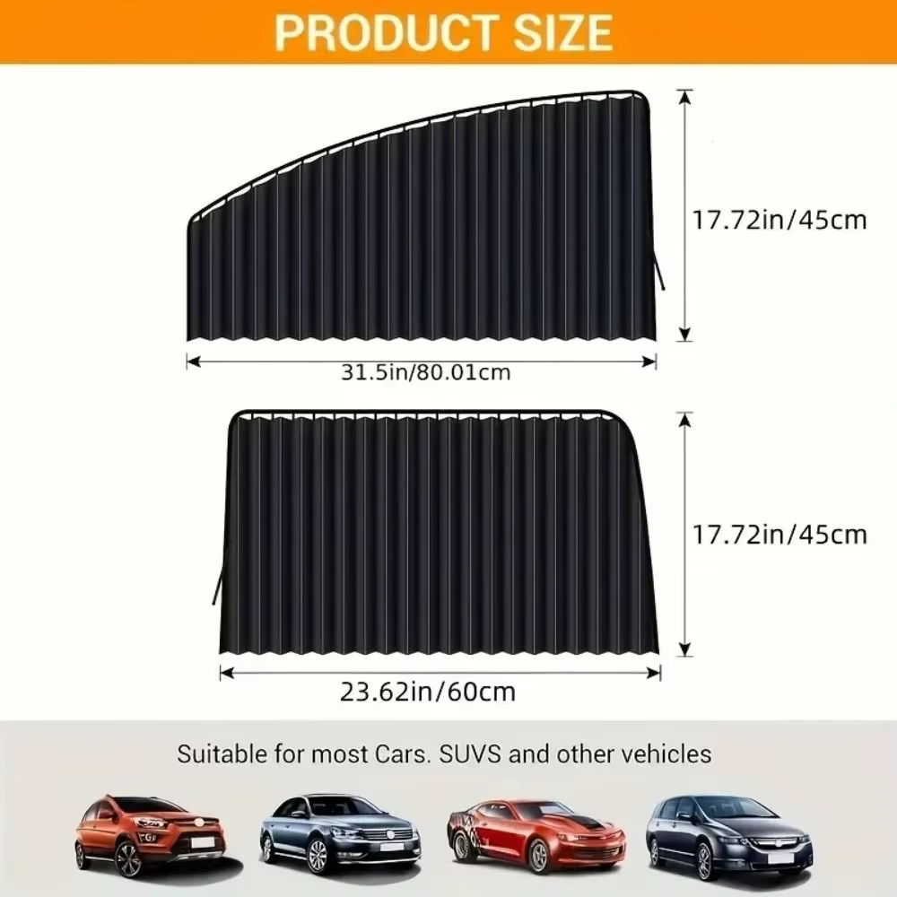Pare-soleil pour fenêtre de voiture à glissière lisse, en tissu durable et pratique, isolation thermique, protection UV