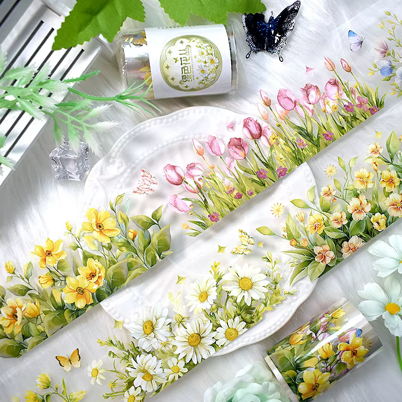 Nouveau ruban Washi fleur PET