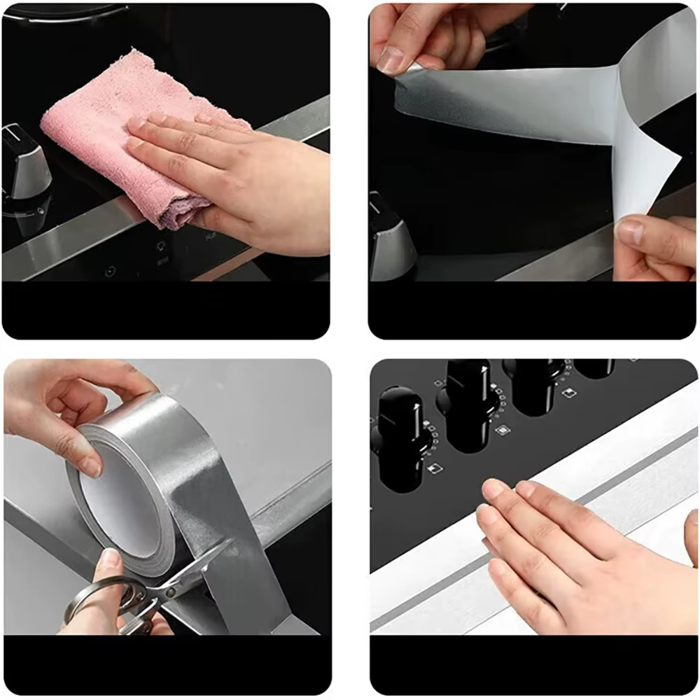 Papier d'aluminium ruban haute température table de cuisson auto-adhésif résistant à la graisse Anti-moisissure autocollants résistants à l'humidité pour comptoirs de cuisine