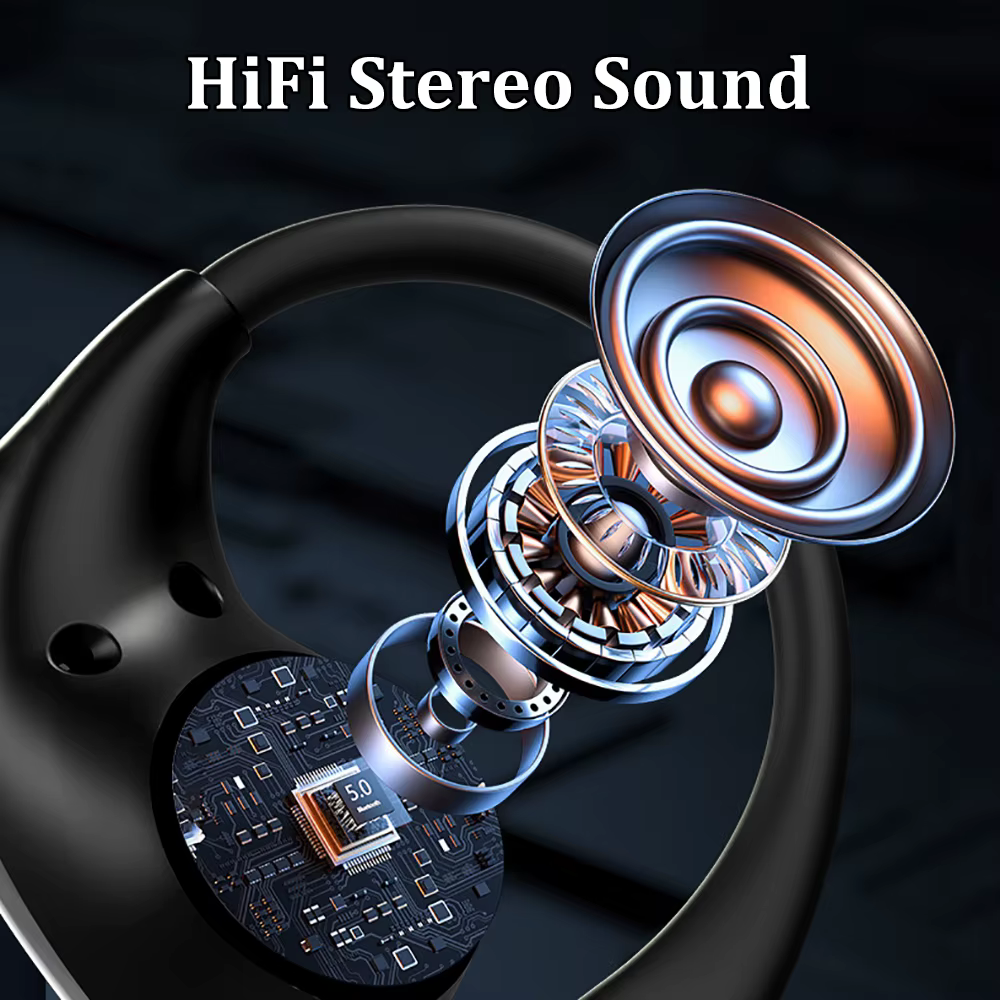 Bluetooth 5.4 crochet d'oreille casque TWS sans fil écouteurs HiFi stéréo étanche casques LED affichage longue veille tactile écouteurs