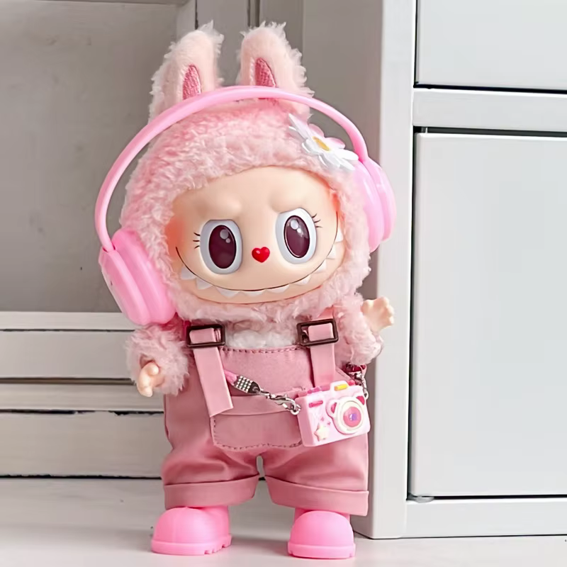 Vêtements labubu pour un ensemble de vêtements Labubu 15-17 cm comprend des écouteurs, une ceinture, des pantalons et des accessoires