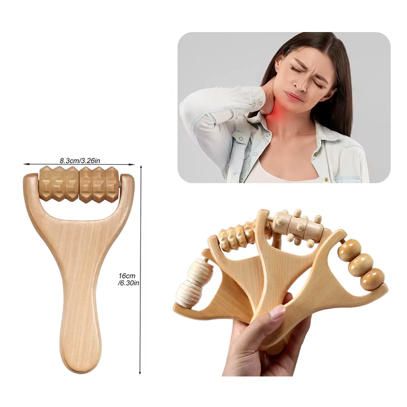 Rouleau de Massage en bois 1 pièce, rouleau corporel multifonctionnel pour la réduction de la Cellulite, soulage la Tension musculaire, rouleau musculaire naturel