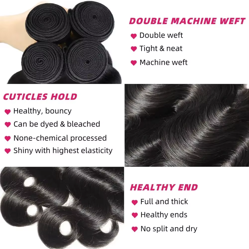 Paquets de vague de corps cheveux humains 1/3/4 paquets de cheveux humains couleur noire naturelle paquets d'armure vierge brésilienne Extensions de cheveux