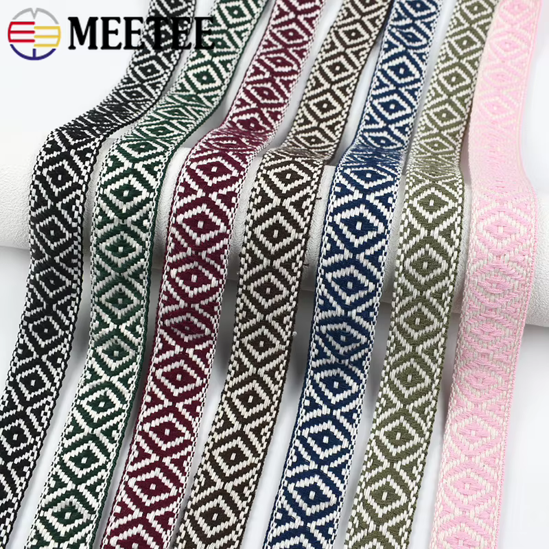 1 rouleau = 40 m, ruban jacquard ethnique de 25 mm