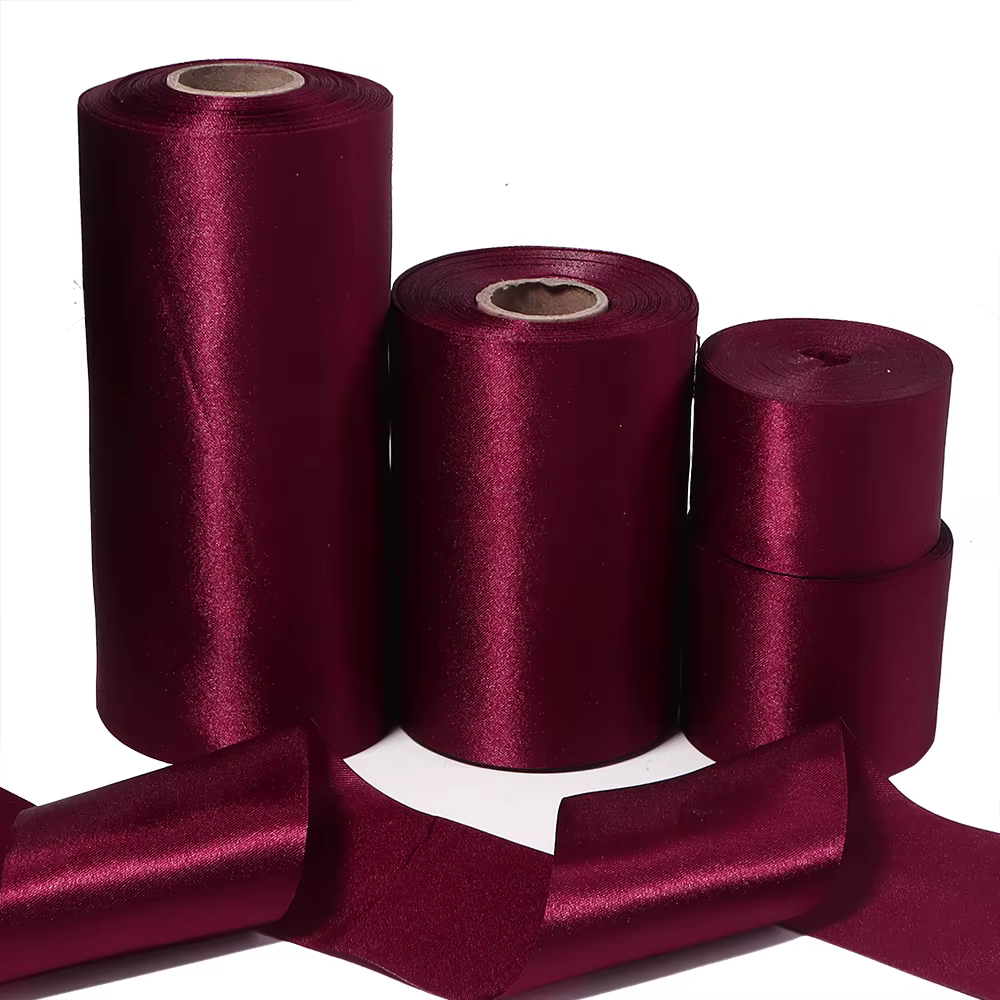 Ruban en satin rouge bordeaux 40/50/60/100/150 mm de large pour chemin de table de mariage