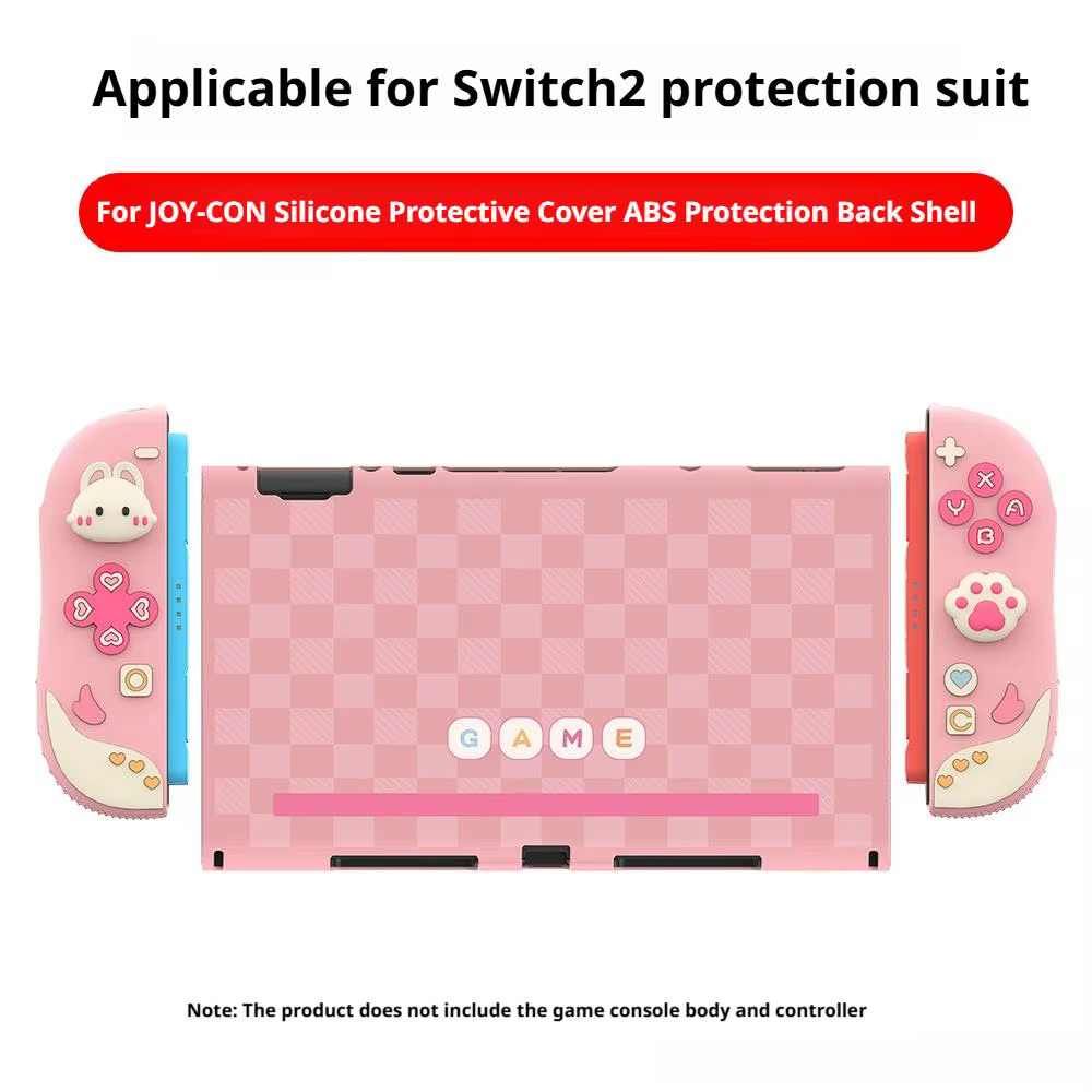 Coque de Protection rose pour Switch 2, conception fendue, étui de Protection complet en Silicone ABS pour NS Switch 2, étui de support de poignée