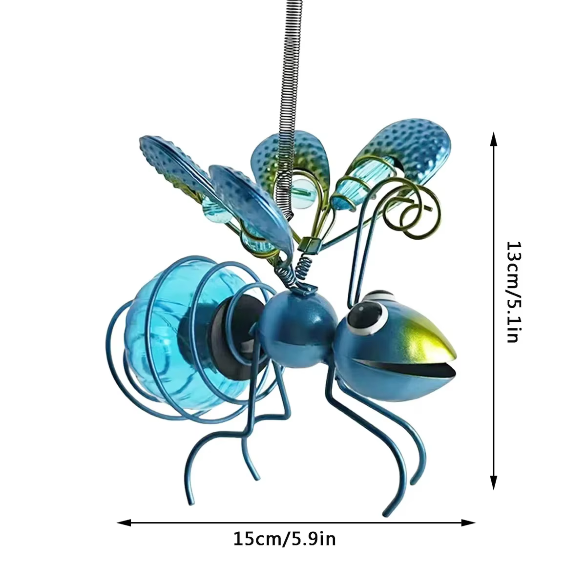 Statue d'insecte solaire en fer avec lumière féerique LED