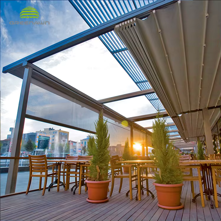 Couvre-pergola imperméable mural en PVC pour pergola rétractable