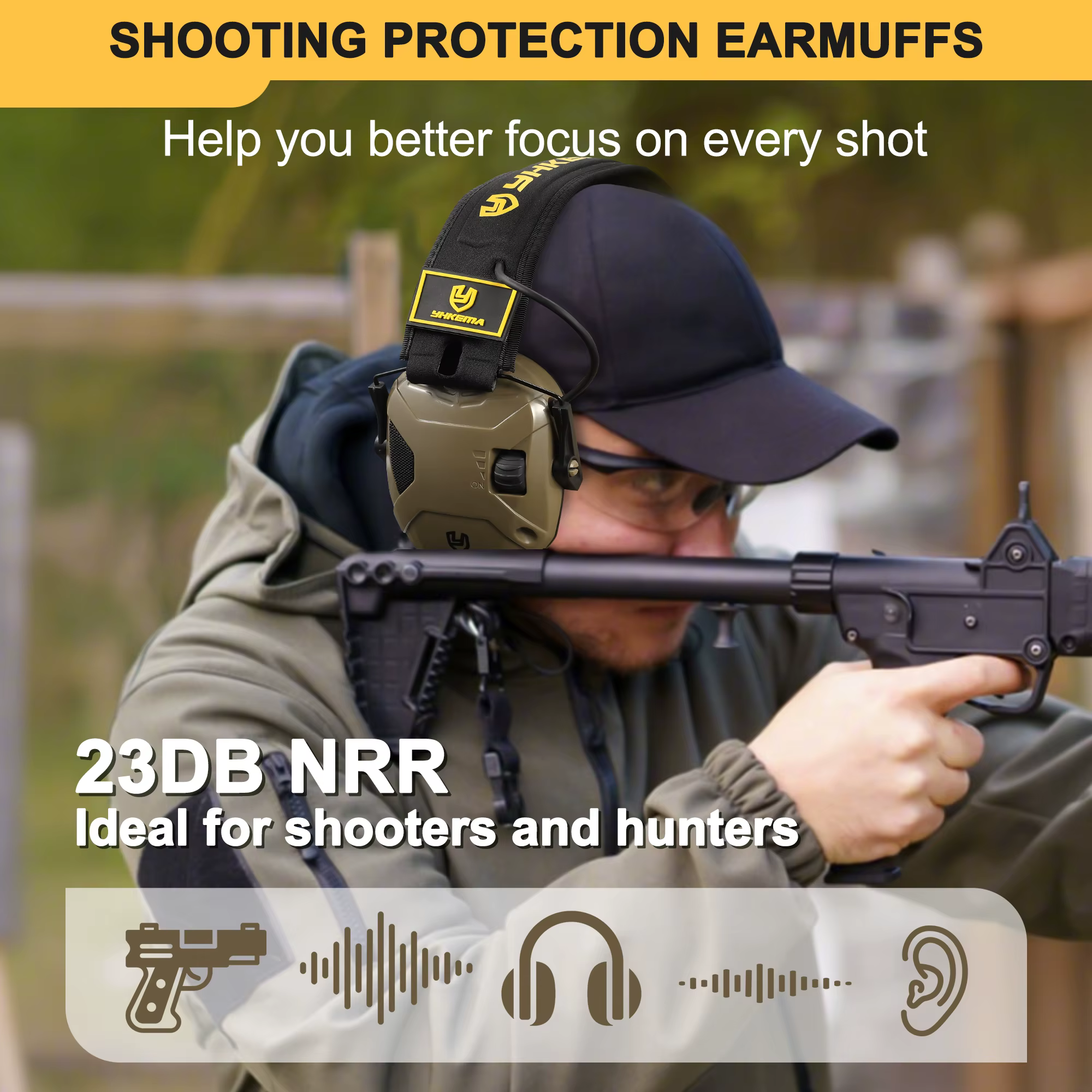 Cache-oreilles de Protection auditive électronique pour le tir, casque de Protection auditive de portée de pistolet, écouteurs à réduction de bruit pour la chasse