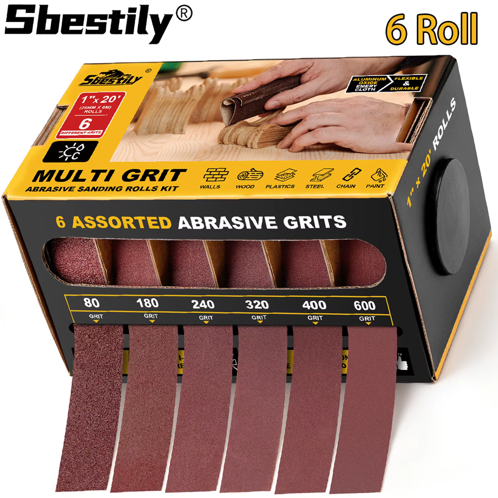 Rouleau de papier abrasif en distributeur