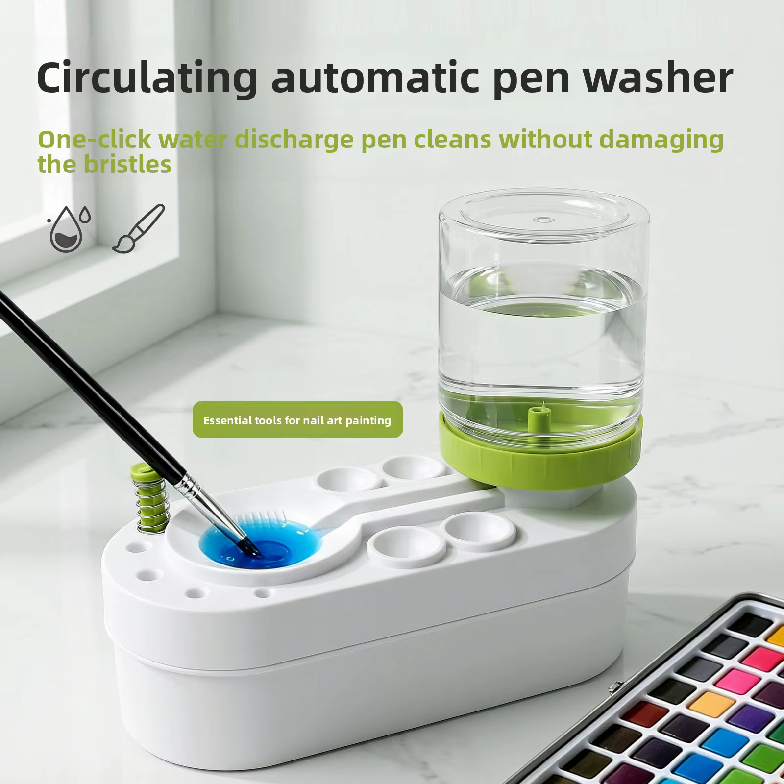 Nettoyeur de pinceaux professionnel pour aquarelle avec égouttoir