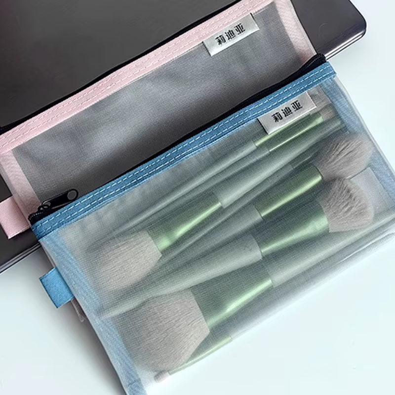 Sacs de rangement pour pinceaux de maquillage, trousse à crayons en maille transparente pour étudiants, poudres de maquillage, rouge à lèvres, Ins Travel Cosmetic Evaluation