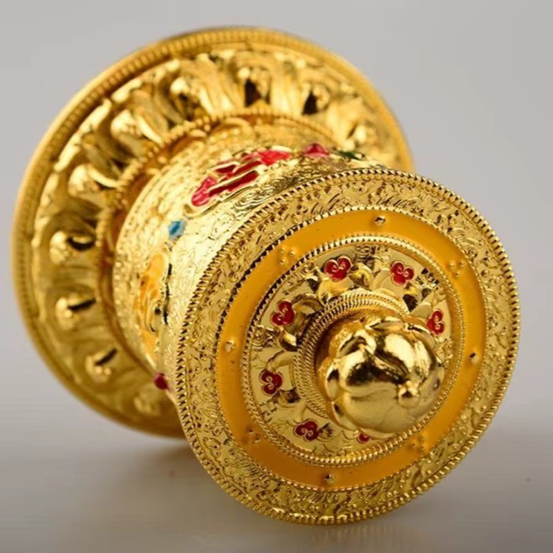 Roue de prière artisanale tibétaine en alliage, écriture gravée de Bouddha, objets de collection, cadeau de voiture, décoration d'intérieur et de bureau