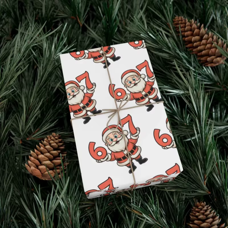 Rouleau de 67 papiers d'emballage amusants pour enfants, emballage cadeau de Noël du Père Noël 67