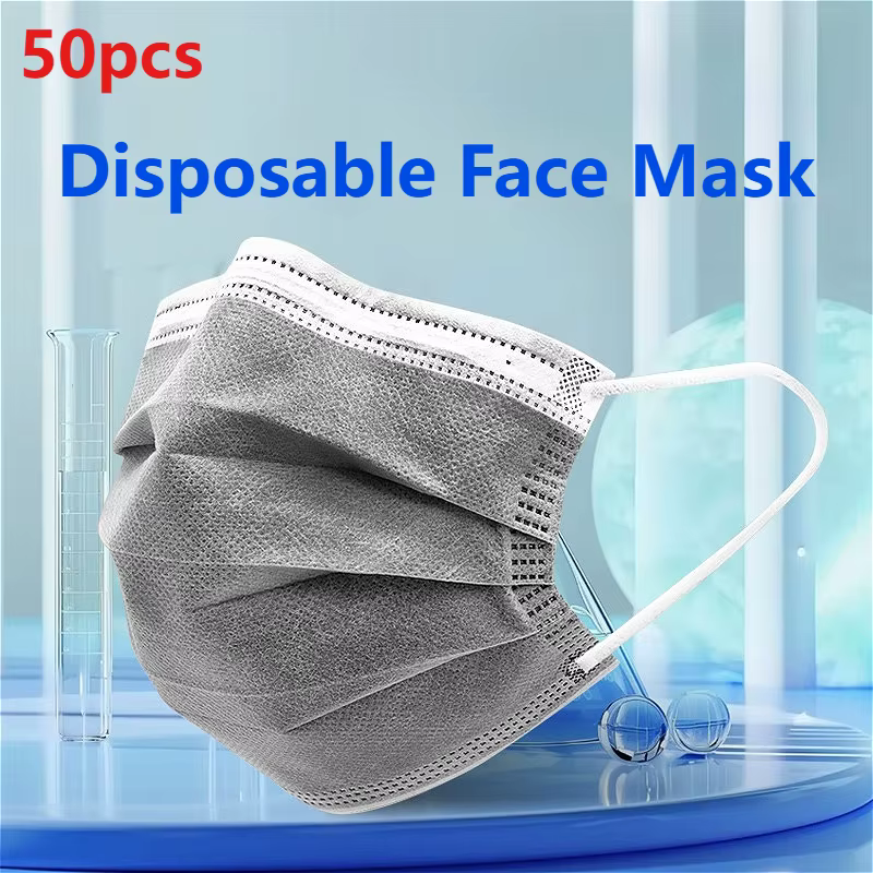 50pcs masques masque jetable masque anti-poussière Protection de sécurité respirateur masques de sécurité de santé masque de Protection au charbon actif