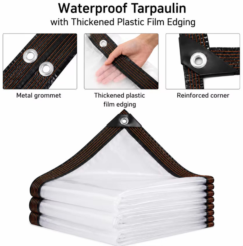 Bâche imperméable avec film plastique épaissi et bordure renforcée