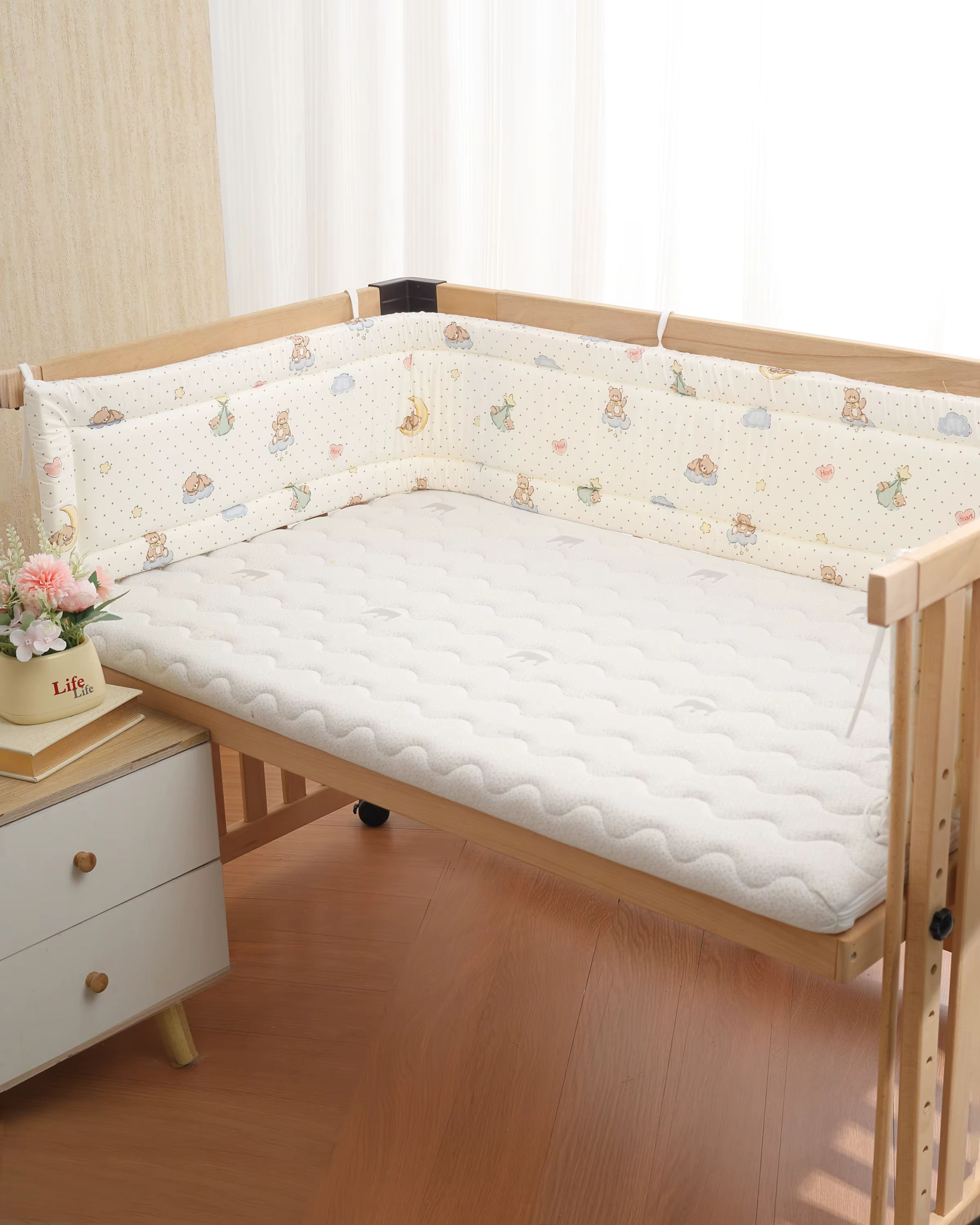 Clôture de berceau pour bébé, garde-corps de Protection de lit en coton, pare-chocs épais, protecteur autour, décoration de chambre, monochrome