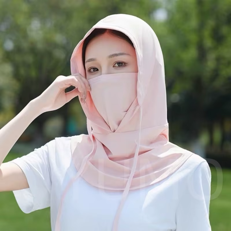 Chapeau de protection solaire intégrale en soie glacée pour l'été, masque facial, protection UV pour la randonnée et le camping en extérieur, chapeau de protection du cou unisexe