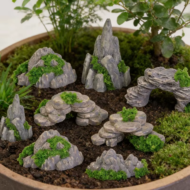 Décorations en résine DIY : Faux montagnes simulées, pierres artificielles pour bonsaïs, micro-paysages, décorations pour aquariums et fournitures de jardinage