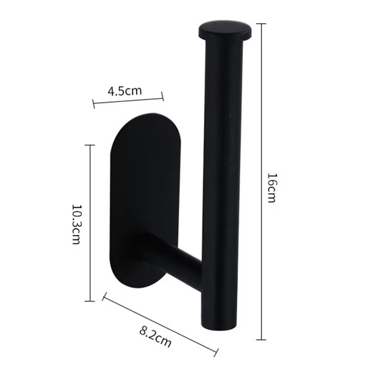 Noir rouleau de papier toilette serviette support mural de toilette organisateurs en acier inoxydable support salle de bain auto-adhésif sans poinçon support de tissu