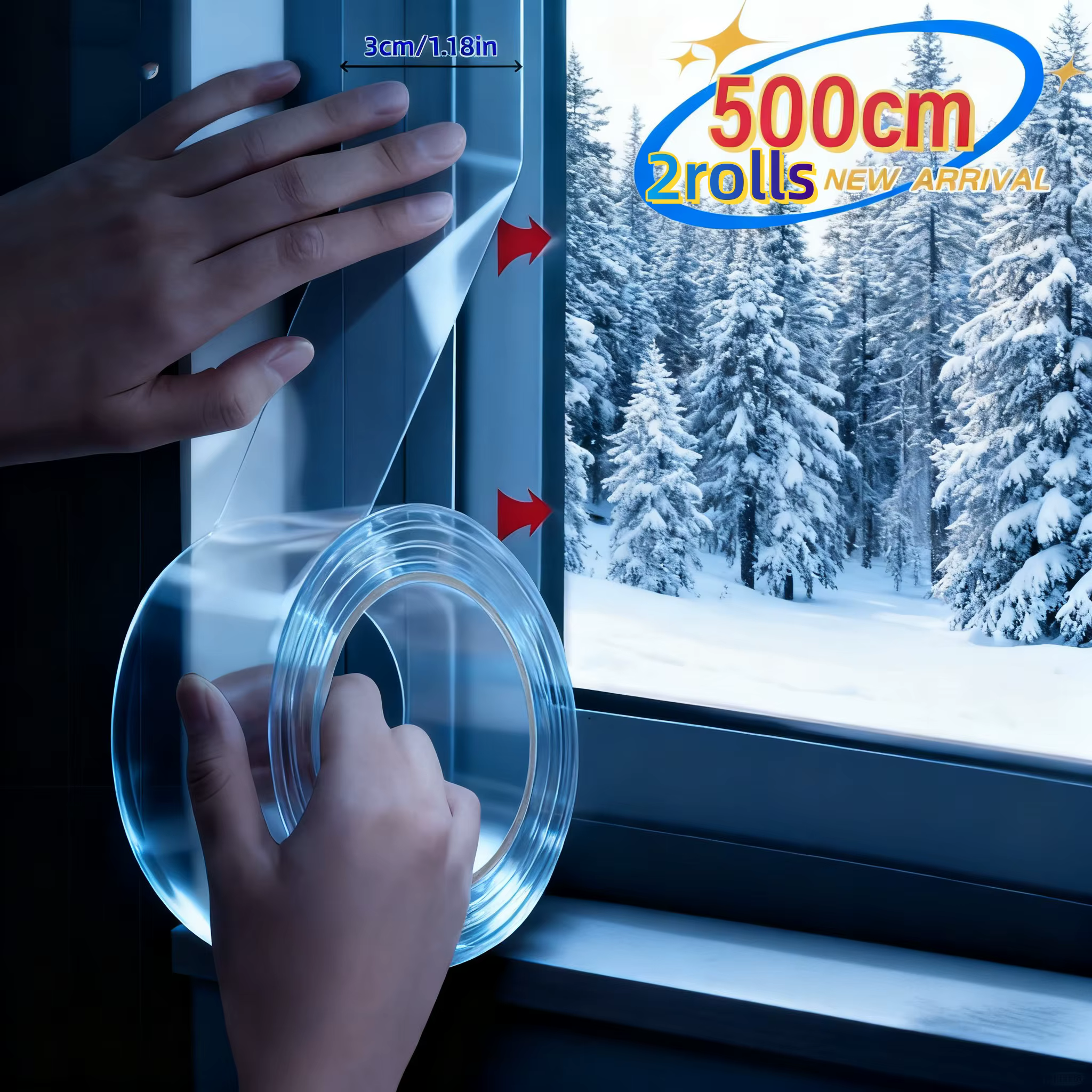 2 rouleaux de ruban adhésif Invisible d'étanchéité coupe-vent d'hiver de 500Cm