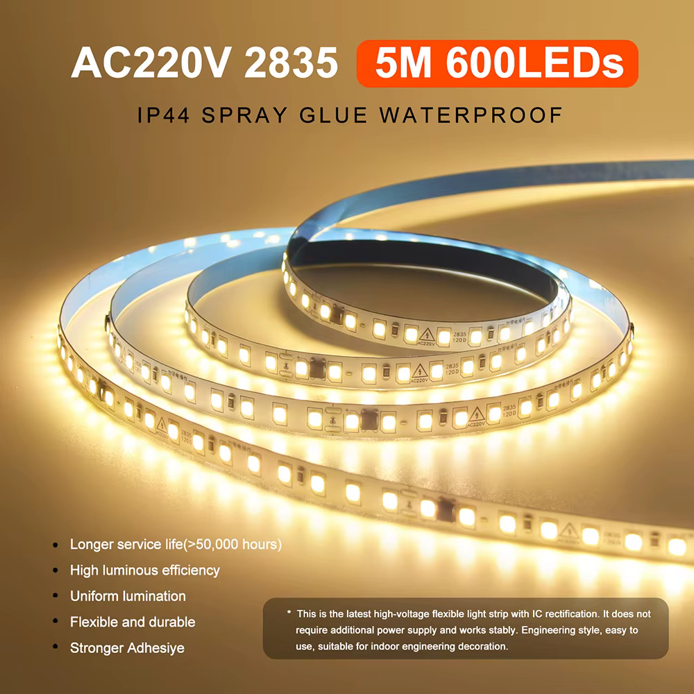 Bande lumineuse LED, 5m, 10m, 20m, 50m, AC 220V, 230V, 240V, IP55, 2835, 120 LED, ruban Flexible, 9 couleurs, décoration de la maison