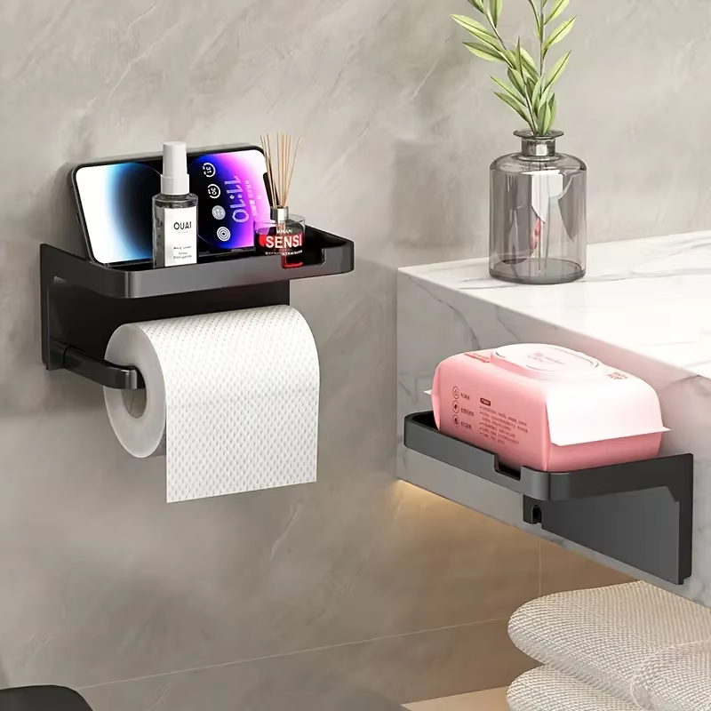 Porte-papier hygiénique salle de bain support mural multifonction WC papier support pour téléphone étagère serviette rouleau étagère pour moteur maison RV toilettes