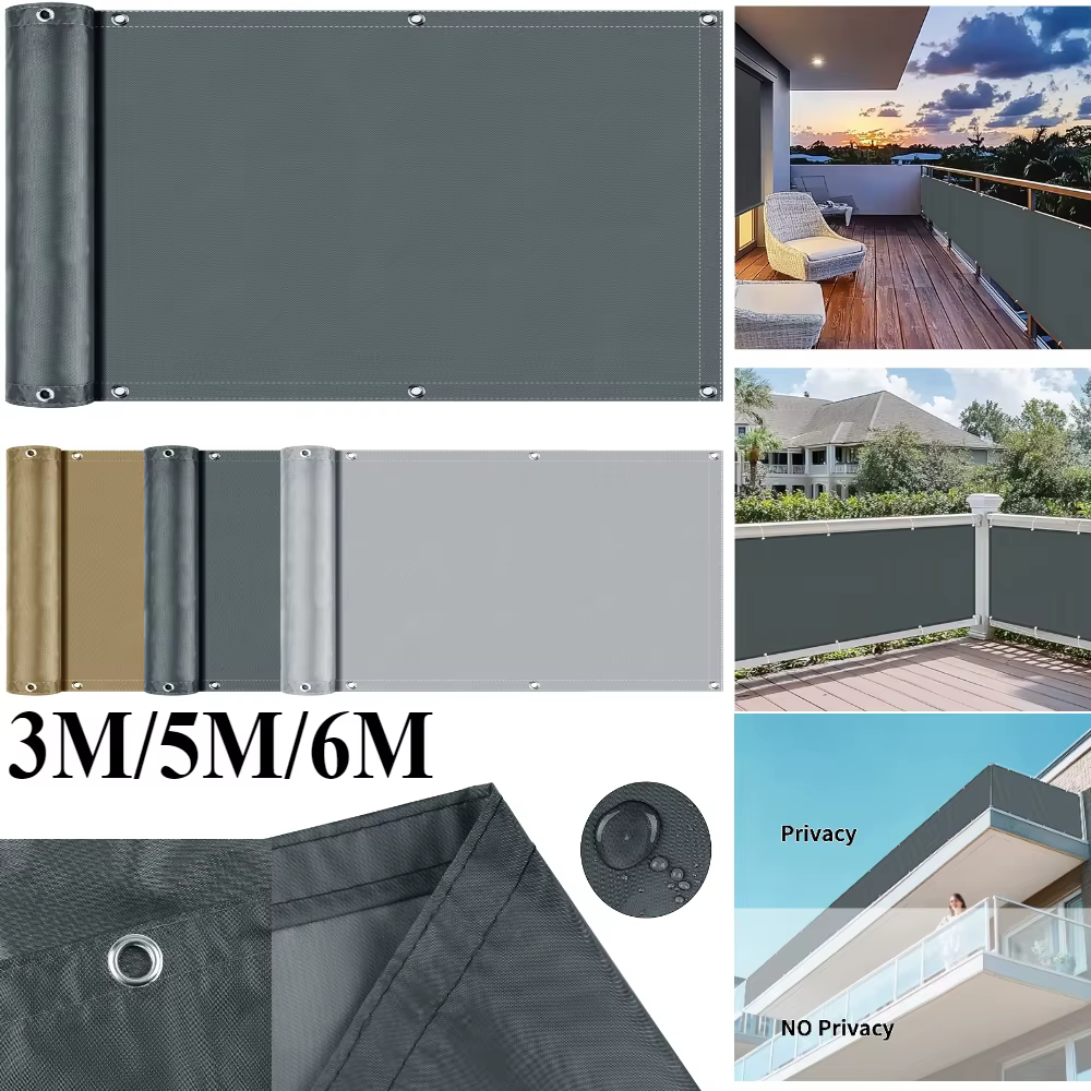 Écran de confidentialité étanche pour balcon, couverture de clôture, parasol de jardin, abri de voile, protection UV, terrasse extérieure, couverture de porche, gril