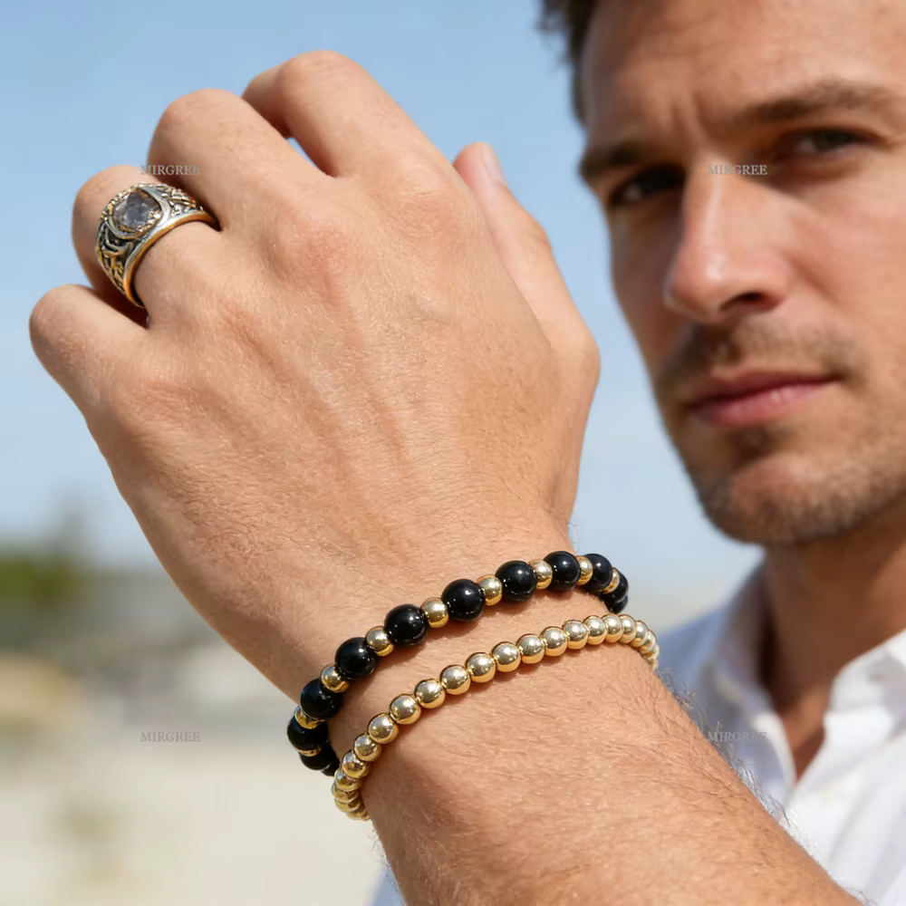 Bracelet en hématite perlé, style bohème, unisexe pour un usage quotidien décontracté, cadeau idéal pour les fêtes et les anniversaires