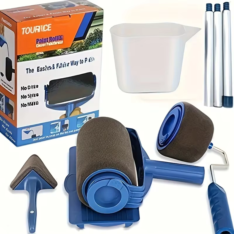 Ensemble de 5 pièces rouleau de peinture multifonctionnel brosse d'angle poignée outil