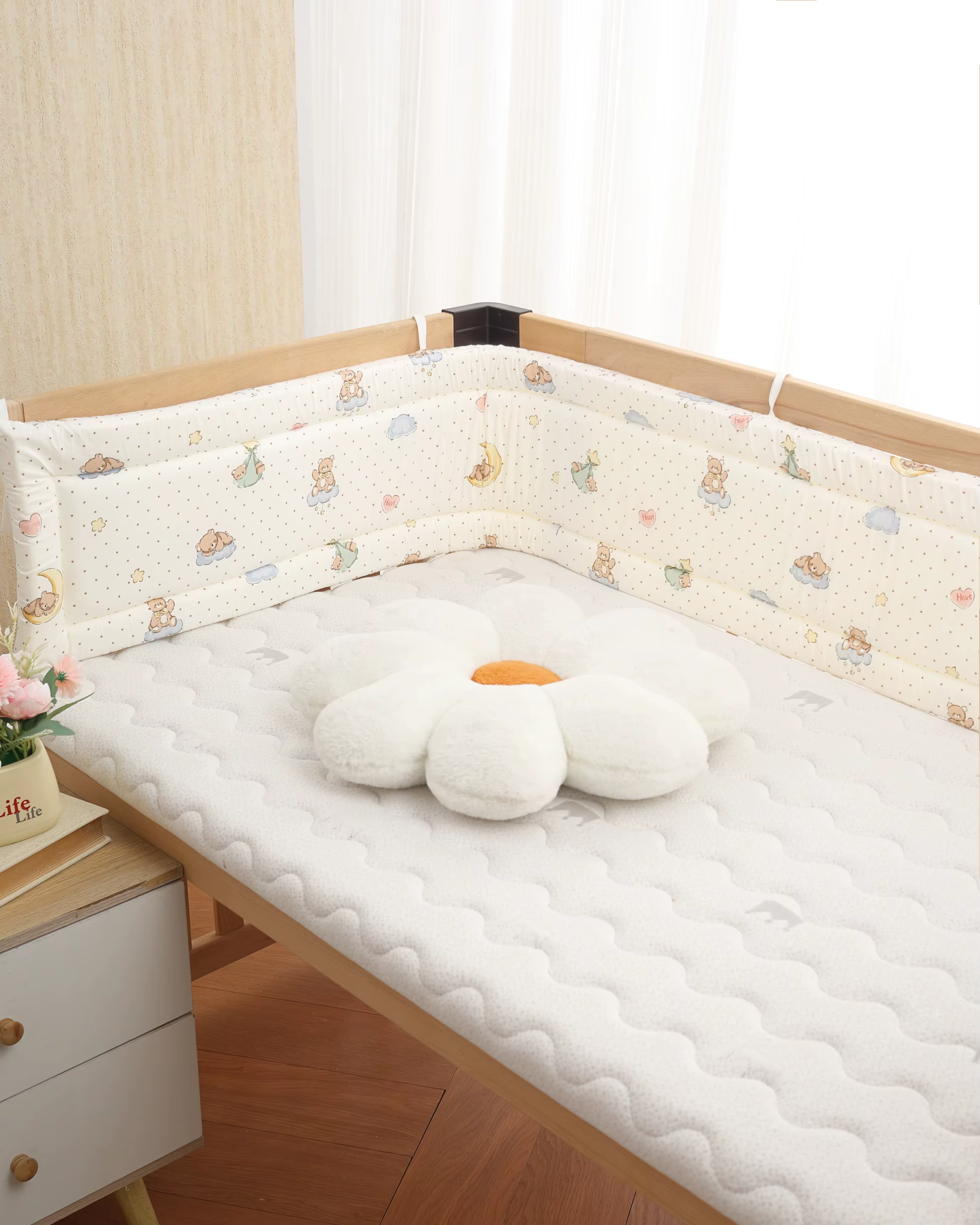 Clôture de berceau pour bébé, garde-corps de Protection de lit en coton, pare-chocs épais, protecteur autour, décoration de chambre, monochrome